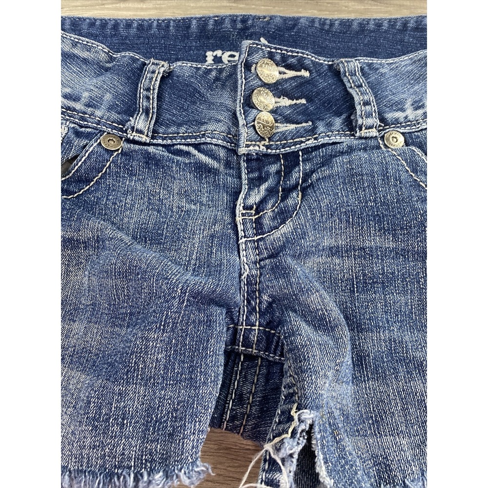 Reign Denim Shorts Womens 5 Blue Excellent Low Rise Embroidered Cutoff Y2K Boho
